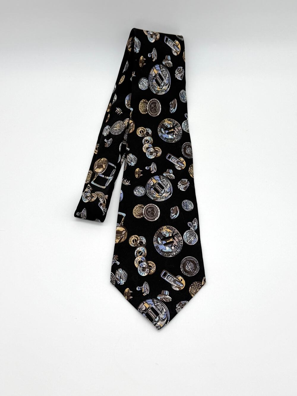 Vintage 90s Nicole Miller Harley Davidson 100% Silk Motorcycle Necktie Black